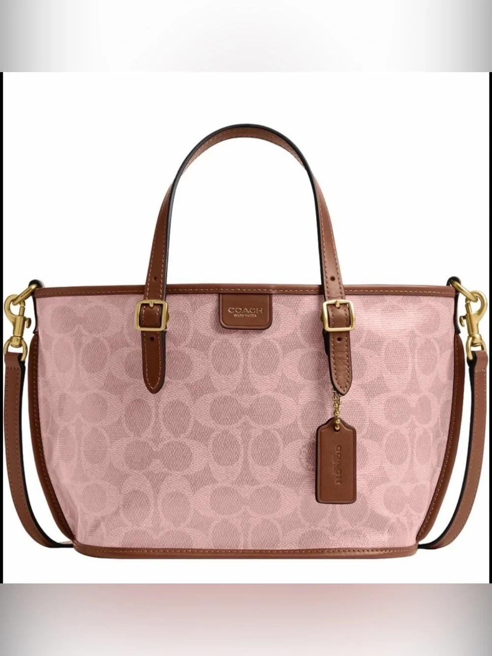 Coach Pink taxi 21 Canvas Tote  with Brown Tim